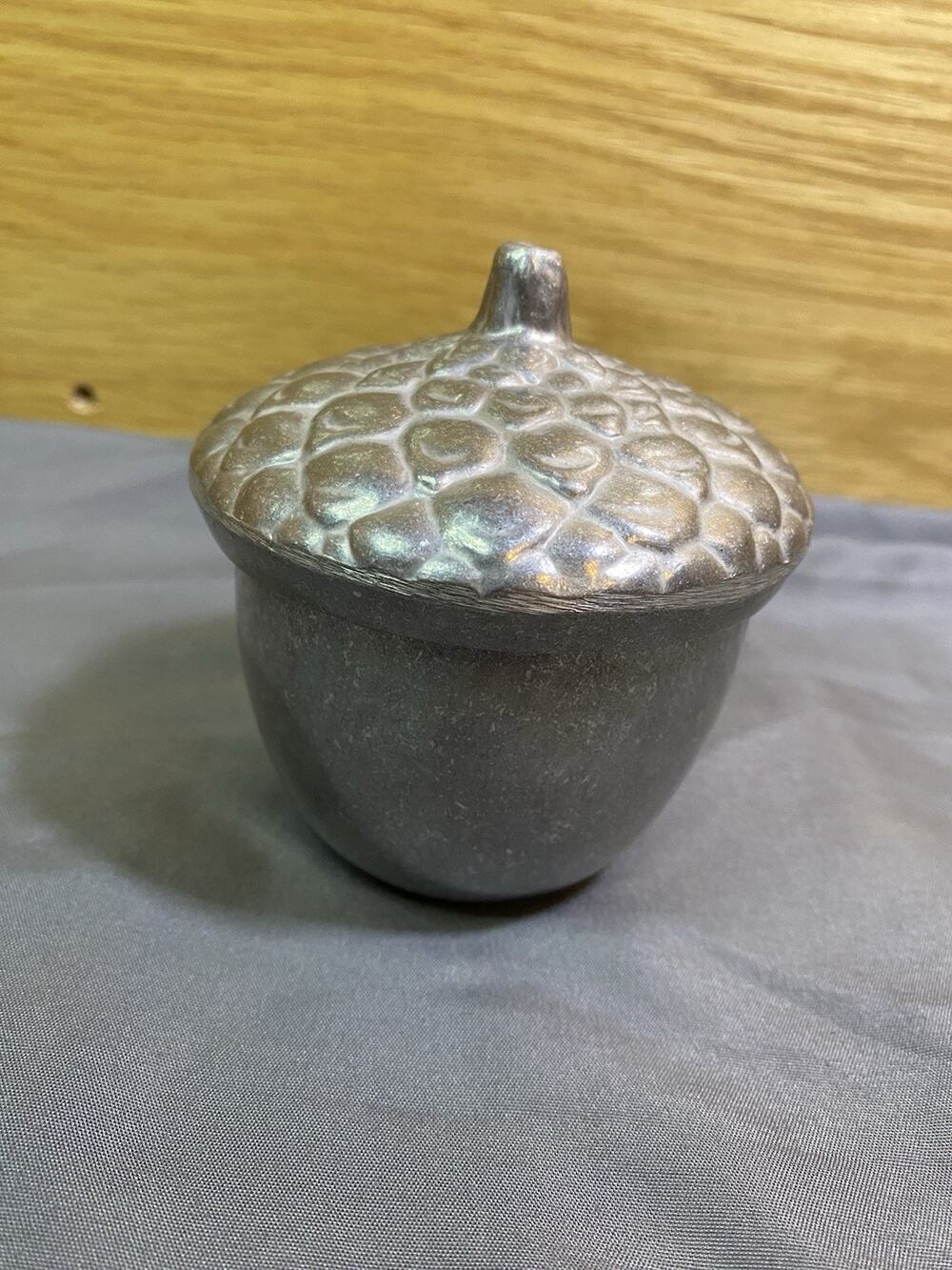 Wilton Armetale RWP Pewter Acorn Nut Candle Holder 3.5 Tall Made In USA Vintage